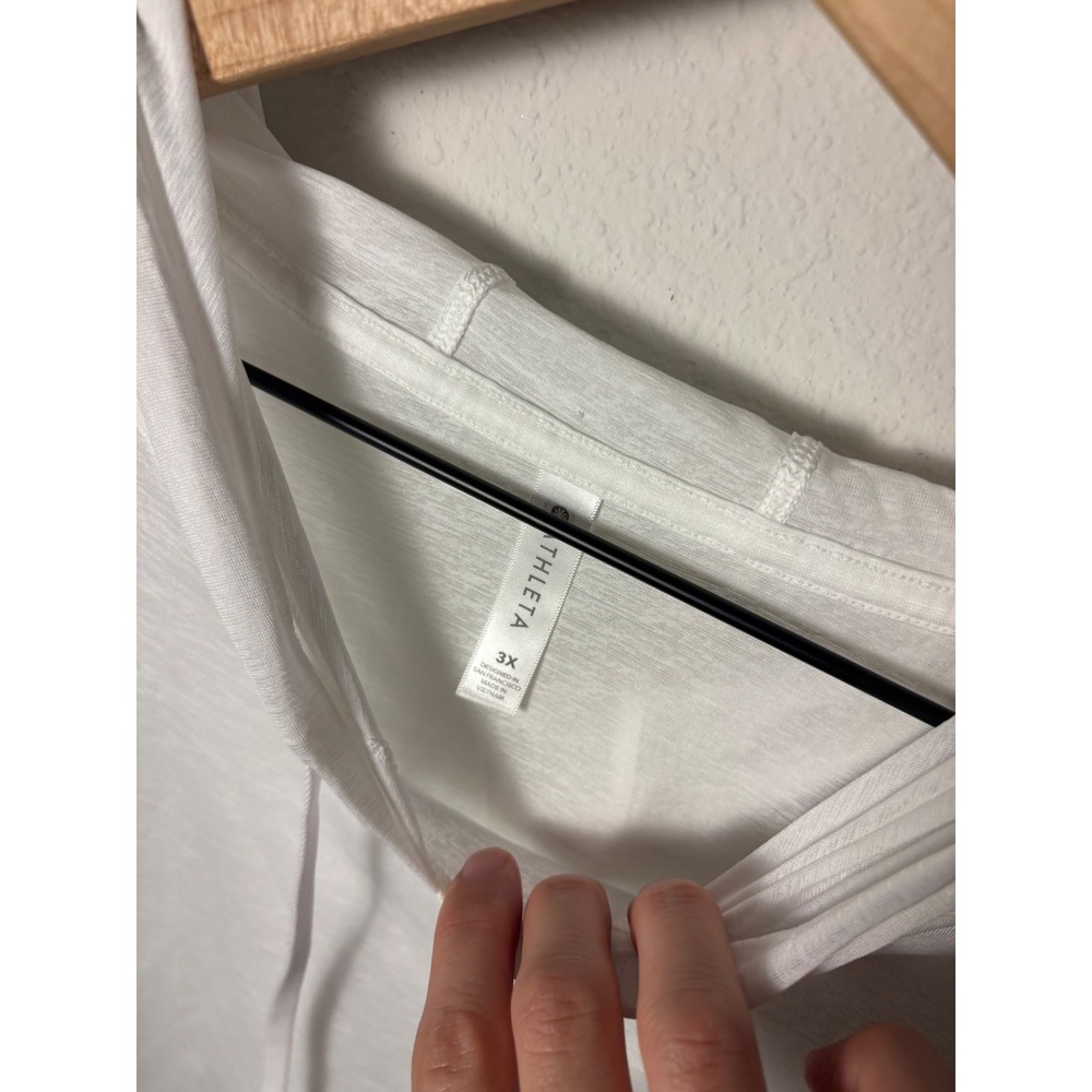 Athleta Vapor Hooded Lightweight Tee White Oversized Sheer Hoodie 3X 566910 - Picture 2 of 4